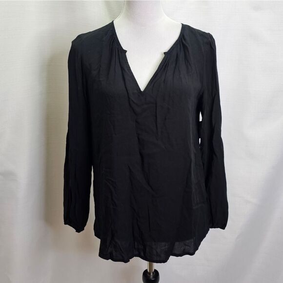 Old Navy Black Split Neck Long Sleeve Blouse Size Small - Picture 3 of 11